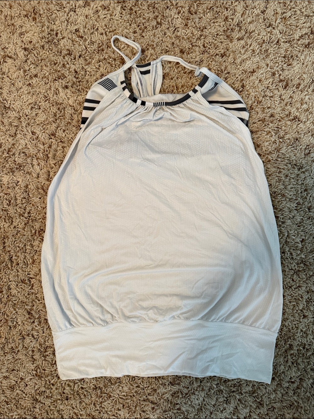 lululemon athletica White Halter Tank with Navy Stripe Trim